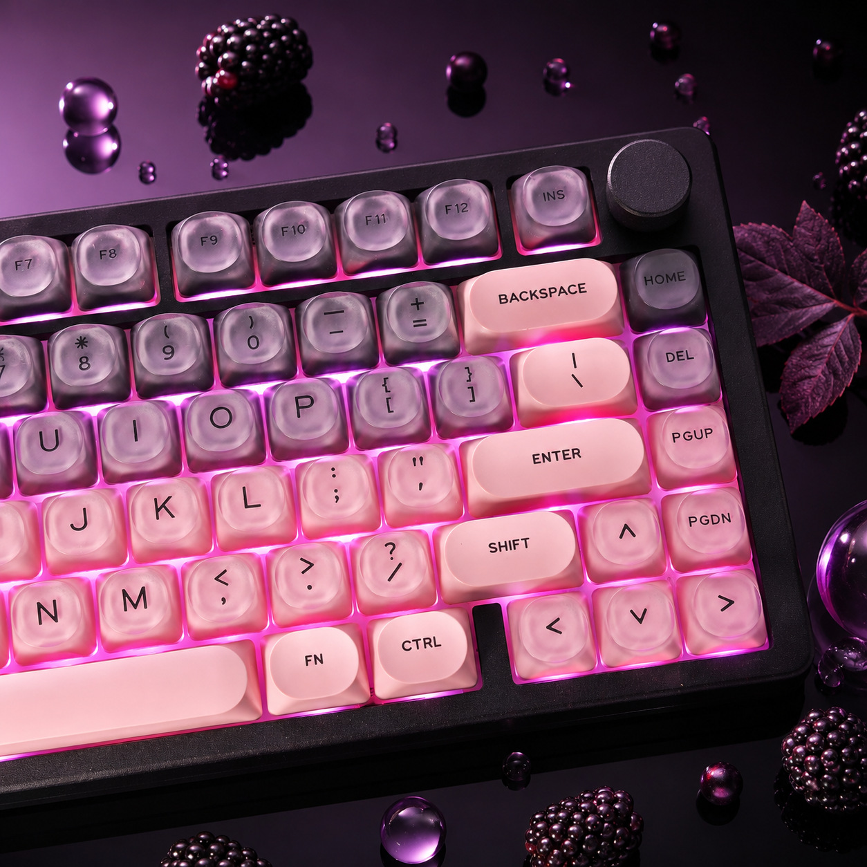 Gaming Accessories Aesthetic - Набор черно-розовых градиентных кристальных колпачков для